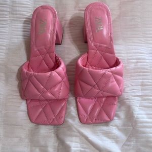 Pink Zara Quilted Sandal Heels